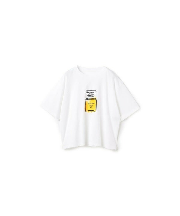 【yoshie inaba】コットンライトスムースパフューム柄Tシャツ