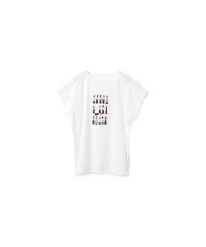 【yoshie inaba】コットンライトスムースリップスティック柄Tシャツ 詳細画像 ホワイト 1