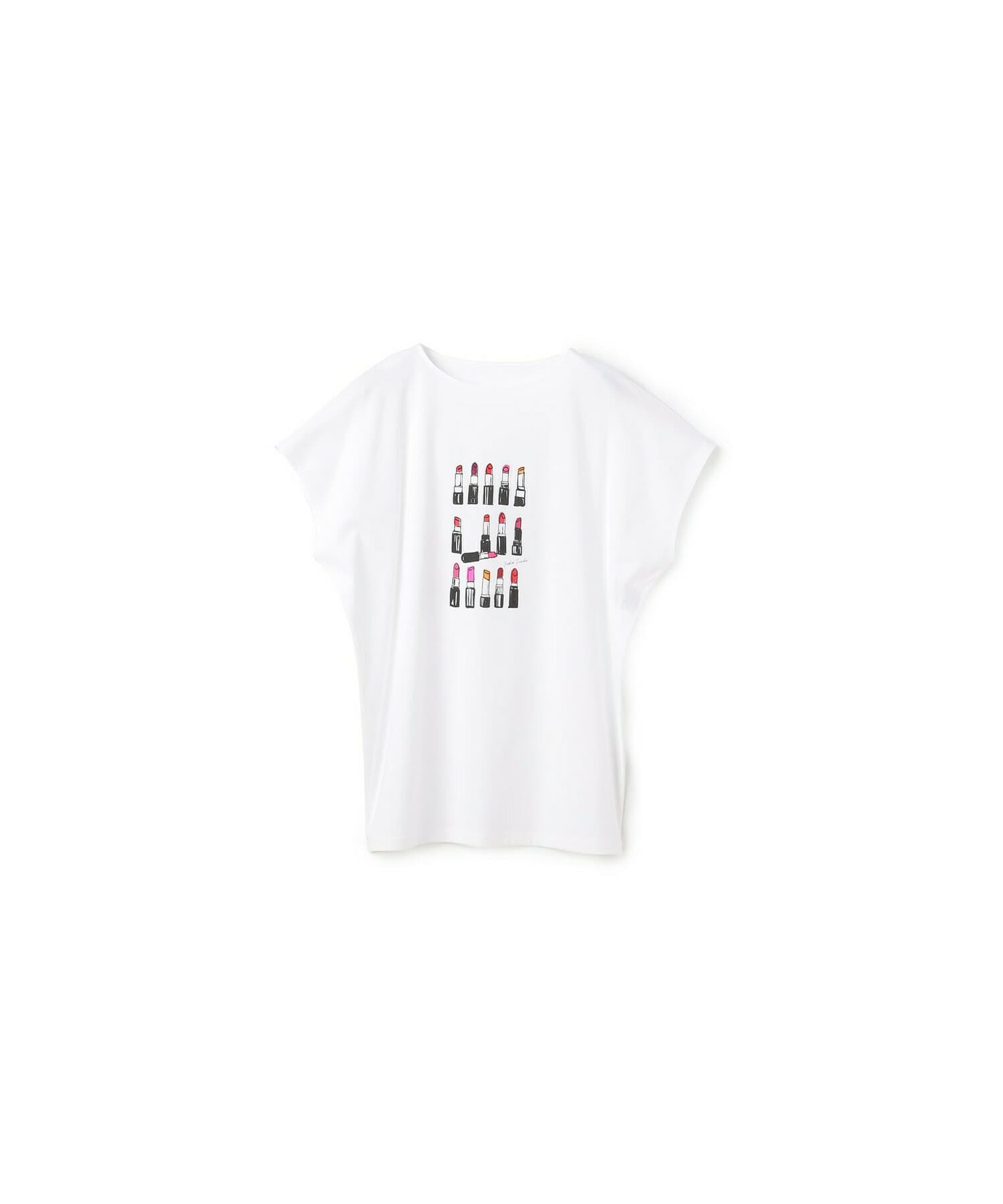 【yoshie inaba】コットンライトスムースリップスティック柄Tシャツ 詳細画像 ホワイト 1