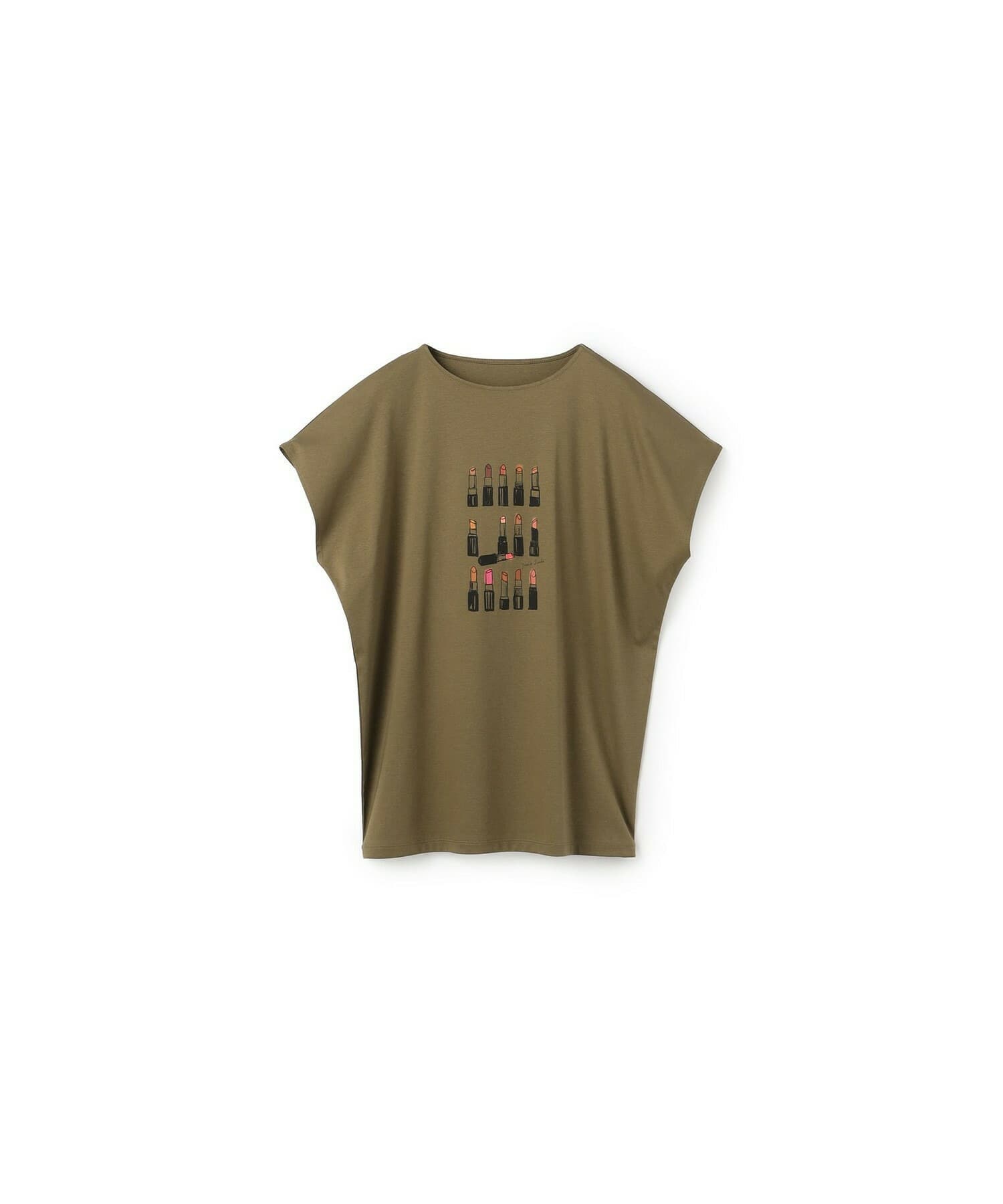 【yoshie inaba】コットンライトスムースリップスティック柄Tシャツ 詳細画像 ブラウン 1