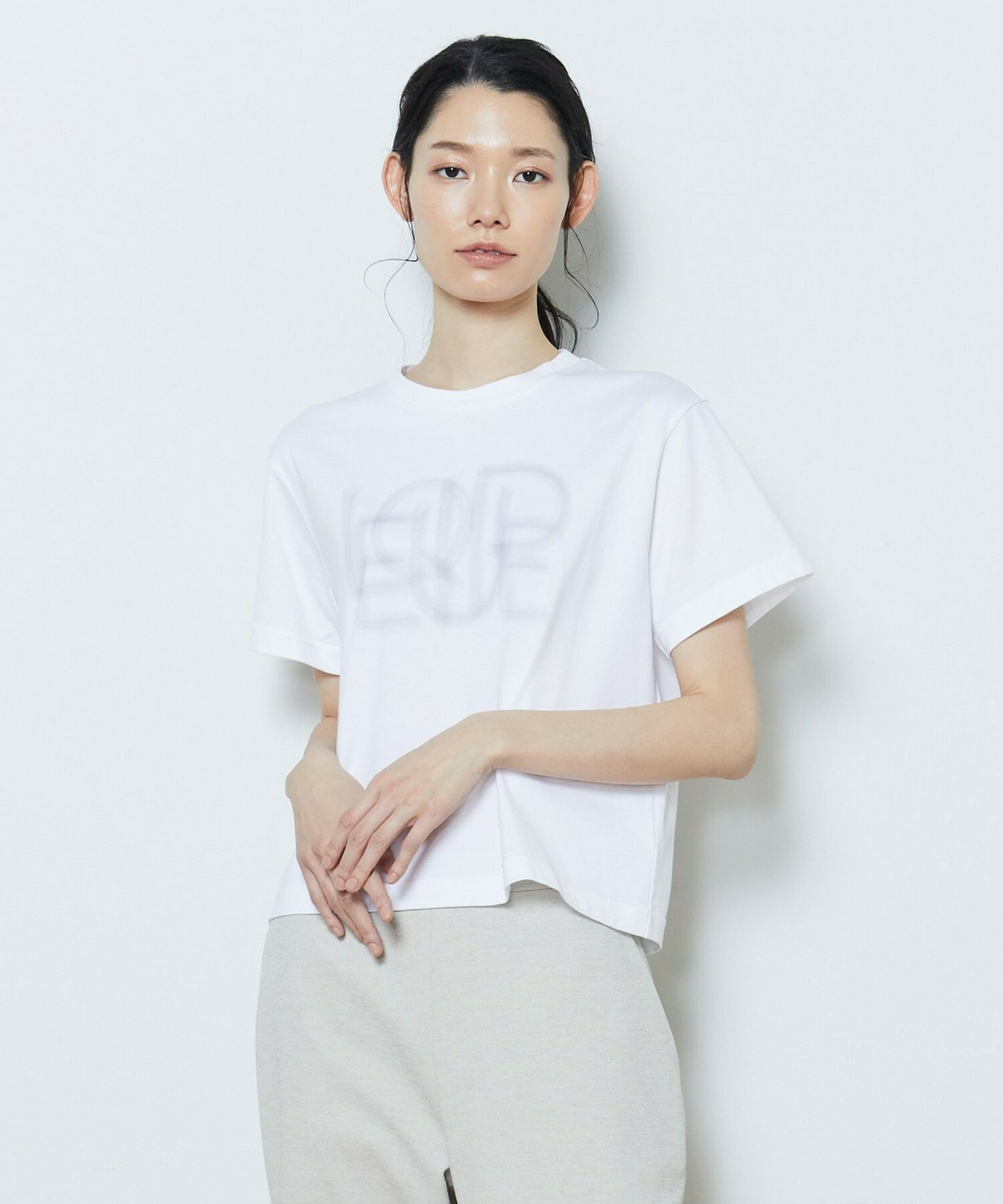 【L'EQUIPE】かすれロゴプリントTシャツ 詳細画像 ホワイト×ブラック 1