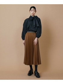 【L'EQUIPE】レザーライクサテンスカート 詳細画像 ブラウン 2