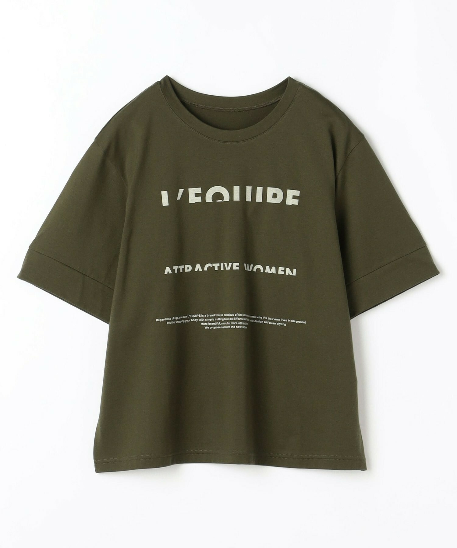 【L'EQUIPE】【Lサイズ】ハーフロゴプリントTシャツ 詳細画像 カーキ 1