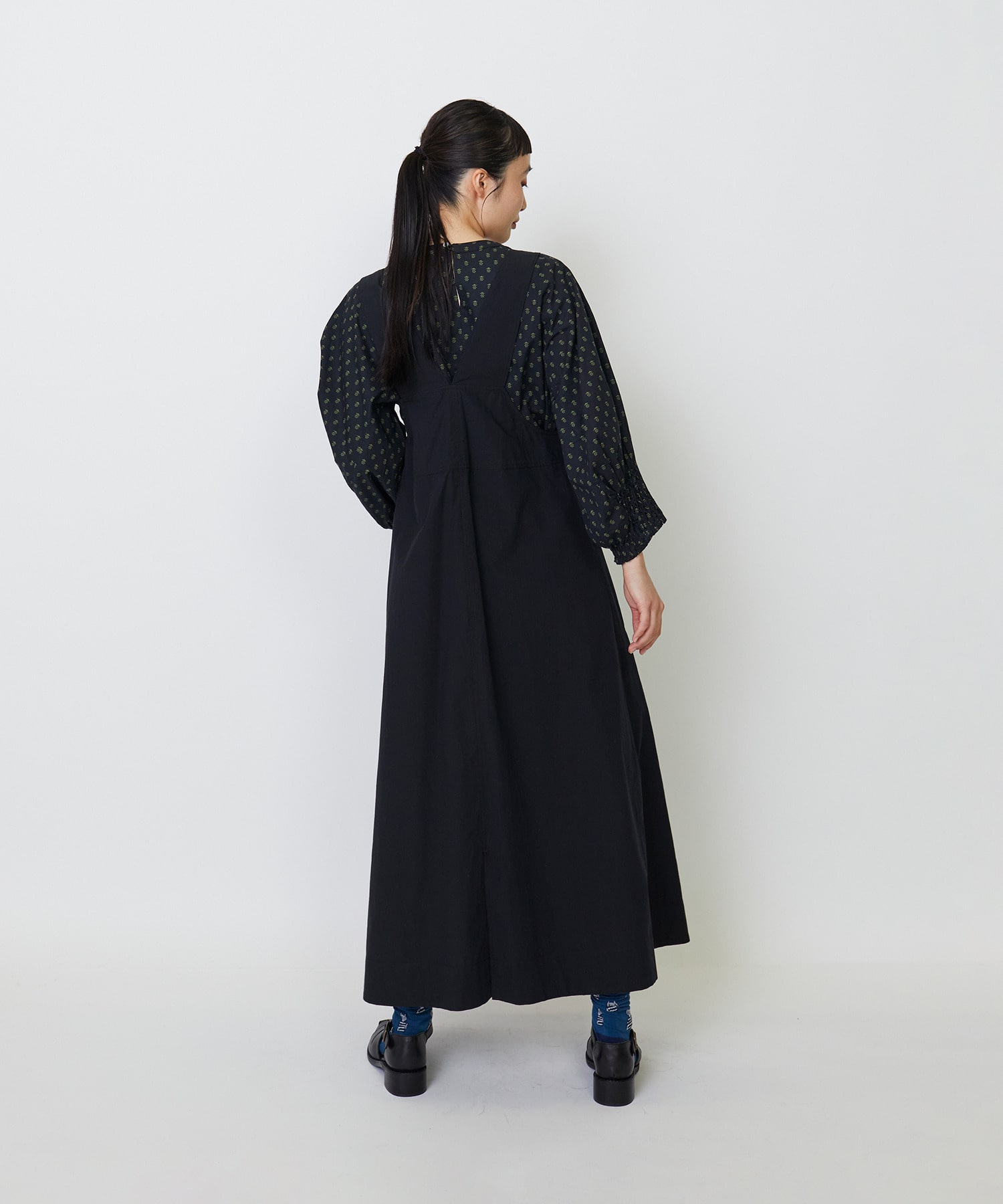 【LOISIR】コットンリネンタイプライタージャンパースカート 詳細画像 ブラック 11