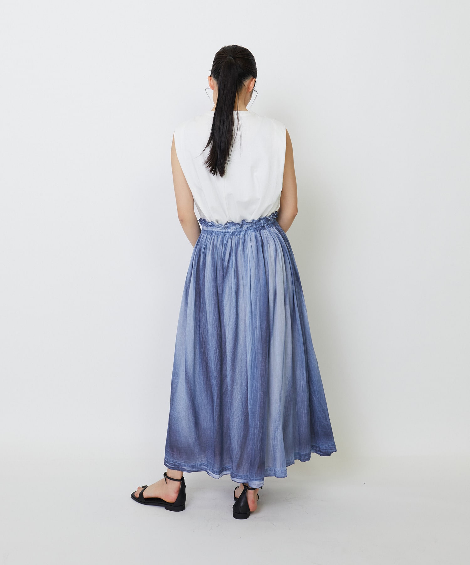 【LOISIR】インドピグメントダイイージーギャザースカート 詳細画像 ブルー 5
