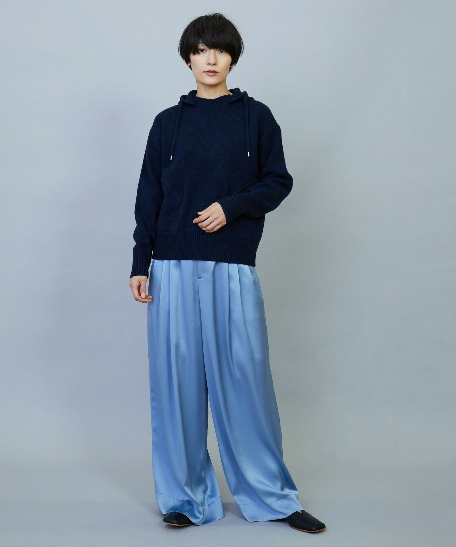 【feerique】ANNUAL×MOGA　ウールカシミヤニットパーカー 詳細画像 ネイビー 1