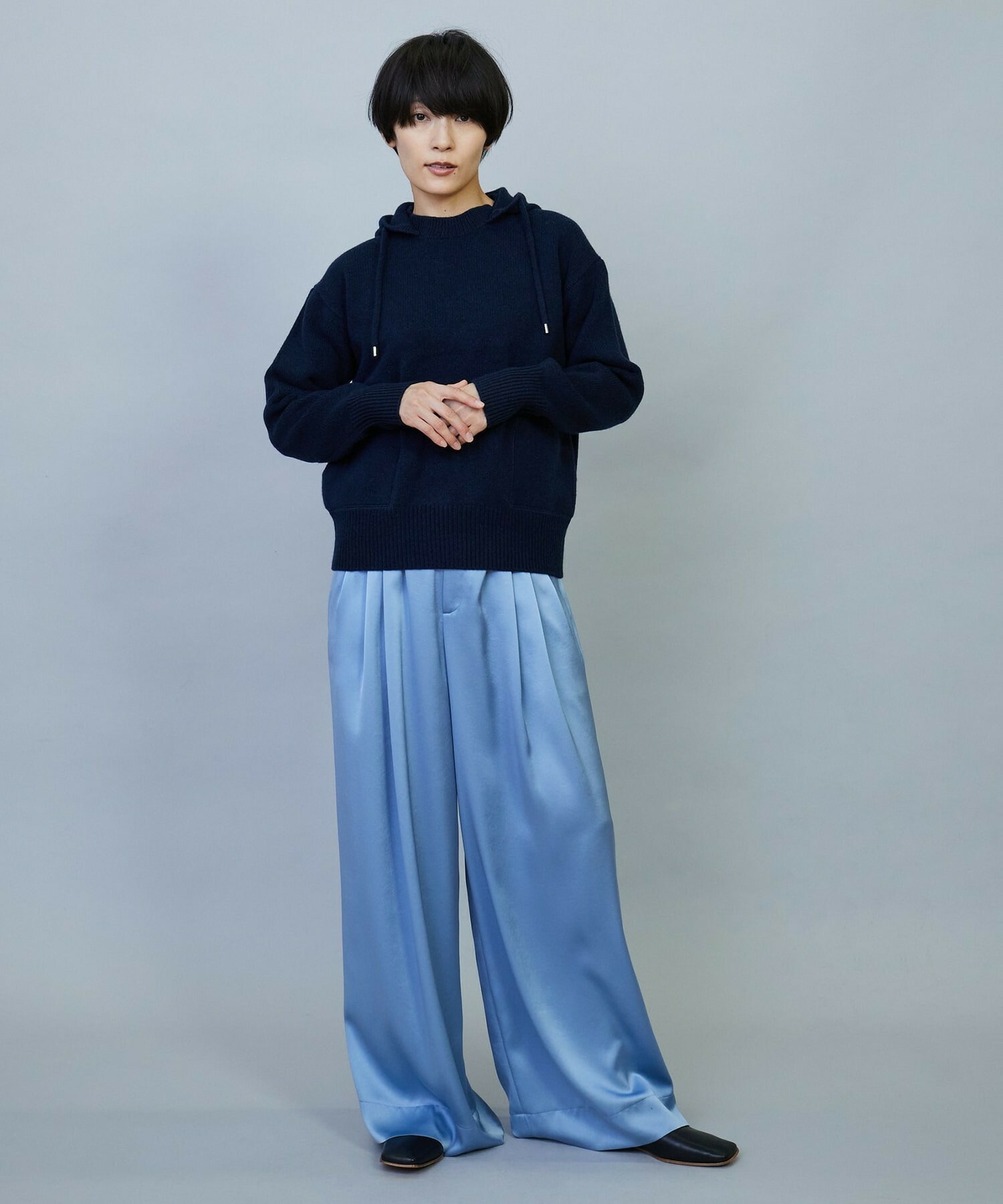 【feerique】ANNUAL×MOGA　ウールカシミヤニットパーカー 詳細画像 ネイビー 2