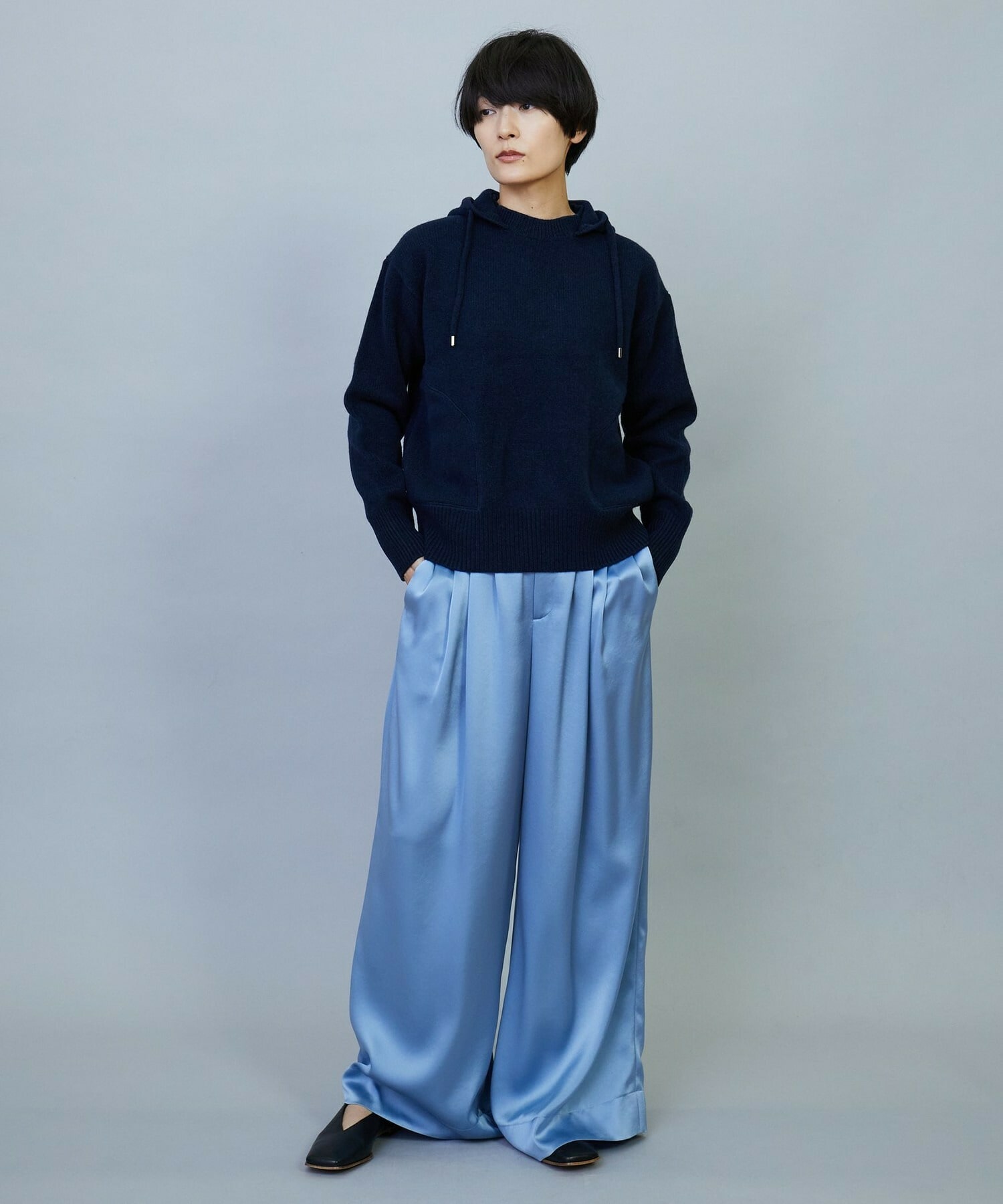 【feerique】ANNUAL×MOGA　ウールカシミヤニットパーカー 詳細画像 ネイビー 3