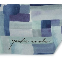 【yoshie inaba】ウォーターカラーチェックプリントスカーフ 詳細画像 ブルー系その他 1