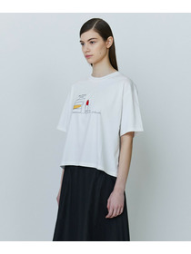 【yoshie inaba】ベーシックジャージィパフューム＆リップスティックプリントTシャツ 詳細画像 ブラック 2