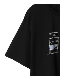 【yoshie inaba】ベーシックジャージィパフューム＆リップスティックプリントTシャツ 詳細画像 ブラック 8