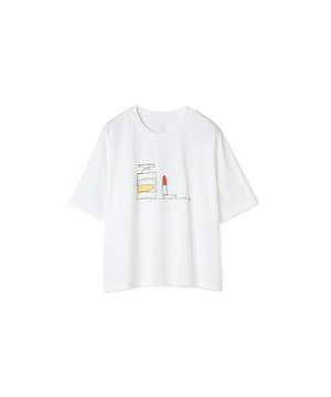 【yoshie inaba】ベーシックジャージィパフューム＆リップスティックプリントTシャツ 詳細画像 ホワイト 1