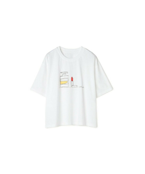 ベーシックジャージィパフューム＆リップスティックプリントTシャツ 詳細画像 ホワイト 1