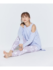 【Julier】9/24予約販売開始【Julier meets MAOMI YUKI】Beigeflowerプリントクロスレギンス/水着・UVカット・水陸両用・吸汗速乾・ホットヨガ対応・耐塩素 詳細画像 ピンク 7