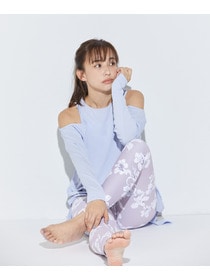 【Julier】9/24予約販売開始【Julier meets MAOMI YUKI】Beigeflowerプリントクロスレギンス/水着・UVカット・水陸両用・吸汗速乾・ホットヨガ対応・耐塩素 詳細画像 ピンク 8