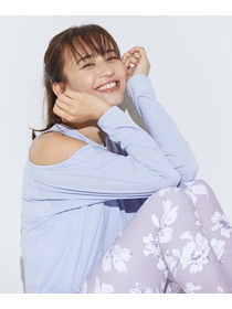 【Julier】9/24予約販売開始【Julier meets MAOMI YUKI】Beigeflowerプリントクロスレギンス/水着・UVカット・水陸両用・吸汗速乾・ホットヨガ対応・耐塩素 詳細画像 ピンク 9