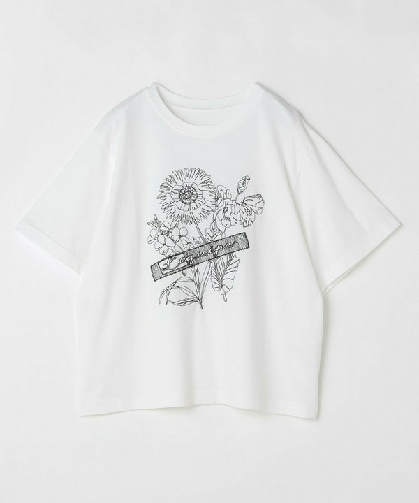 【L'EQUIPE】【Lサイズ】フラワー刺繍Tシャツ