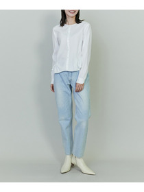 【endalence】コットンWクロスノーカラーフレアヘムシャツ 詳細画像 ブラック 1