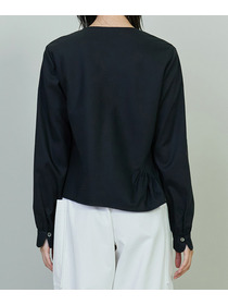 【endalence】コットンWクロスノーカラーフレアヘムシャツ 詳細画像 ブラック 10