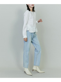 【endalence】コットンWクロスノーカラーフレアヘムシャツ 詳細画像 ブラック 2