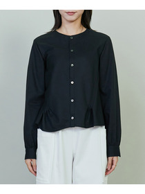 【endalence】コットンWクロスノーカラーフレアヘムシャツ 詳細画像 ブラック 8