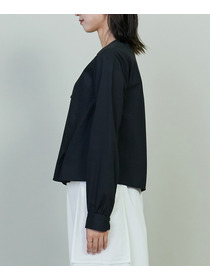 【endalence】コットンWクロスノーカラーフレアヘムシャツ 詳細画像 ブラック 9