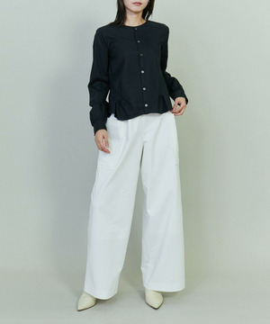 【endalence】コットンWクロスノーカラーフレアヘムシャツ 詳細画像 ブラック 1