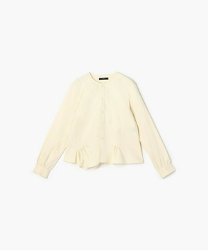 【endalence】コットンWクロスノーカラーフレアヘムシャツ 詳細画像 クリーム 1