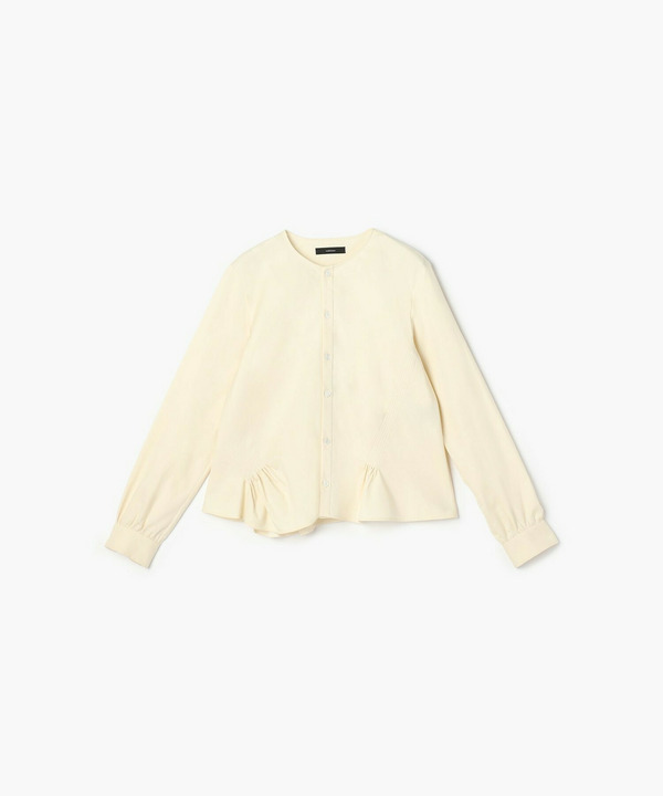 【endalence】コットンWクロスノーカラーフレアヘムシャツ