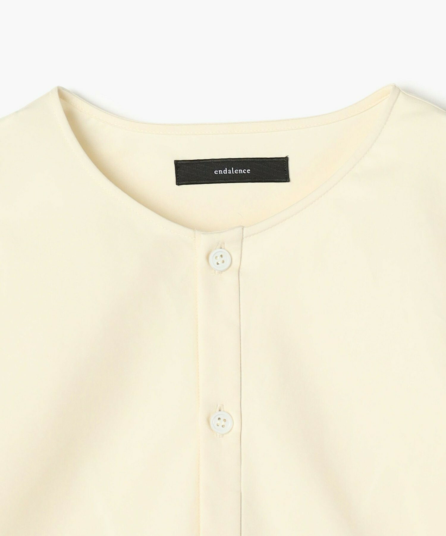 【endalence】コットンWクロスノーカラーフレアヘムシャツ 詳細画像 ブラック 14