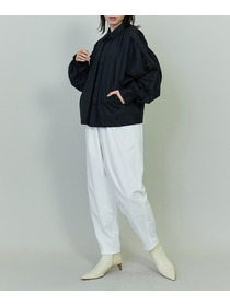 【endalence】コットンWクロスギャザースリーブシャツ 詳細画像 ブラック 1