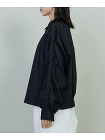 【endalence】コットンWクロスギャザースリーブシャツ 詳細画像 ブラック 7