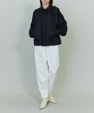 【endalence】コットンWクロスギャザースリーブシャツ 詳細画像 ブラック 1