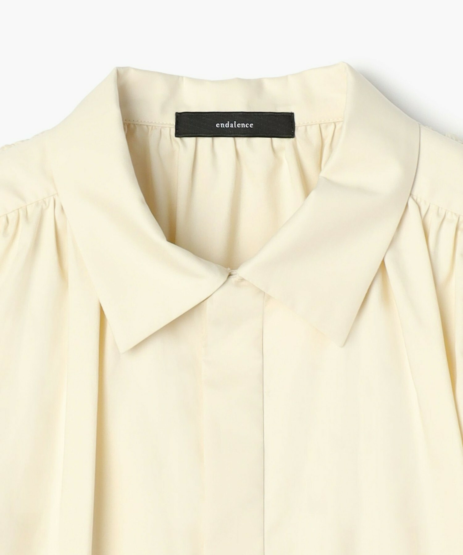 【endalence】コットンWクロスギャザースリーブシャツ 詳細画像 クリーム 13