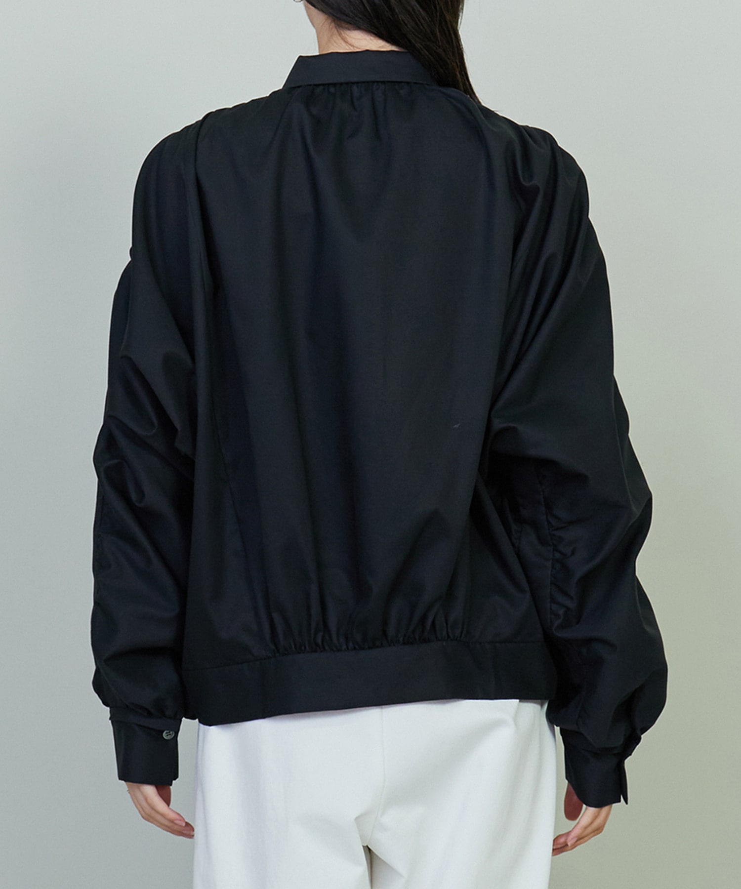 【endalence】コットンWクロスギャザースリーブシャツ 詳細画像 クリーム 9