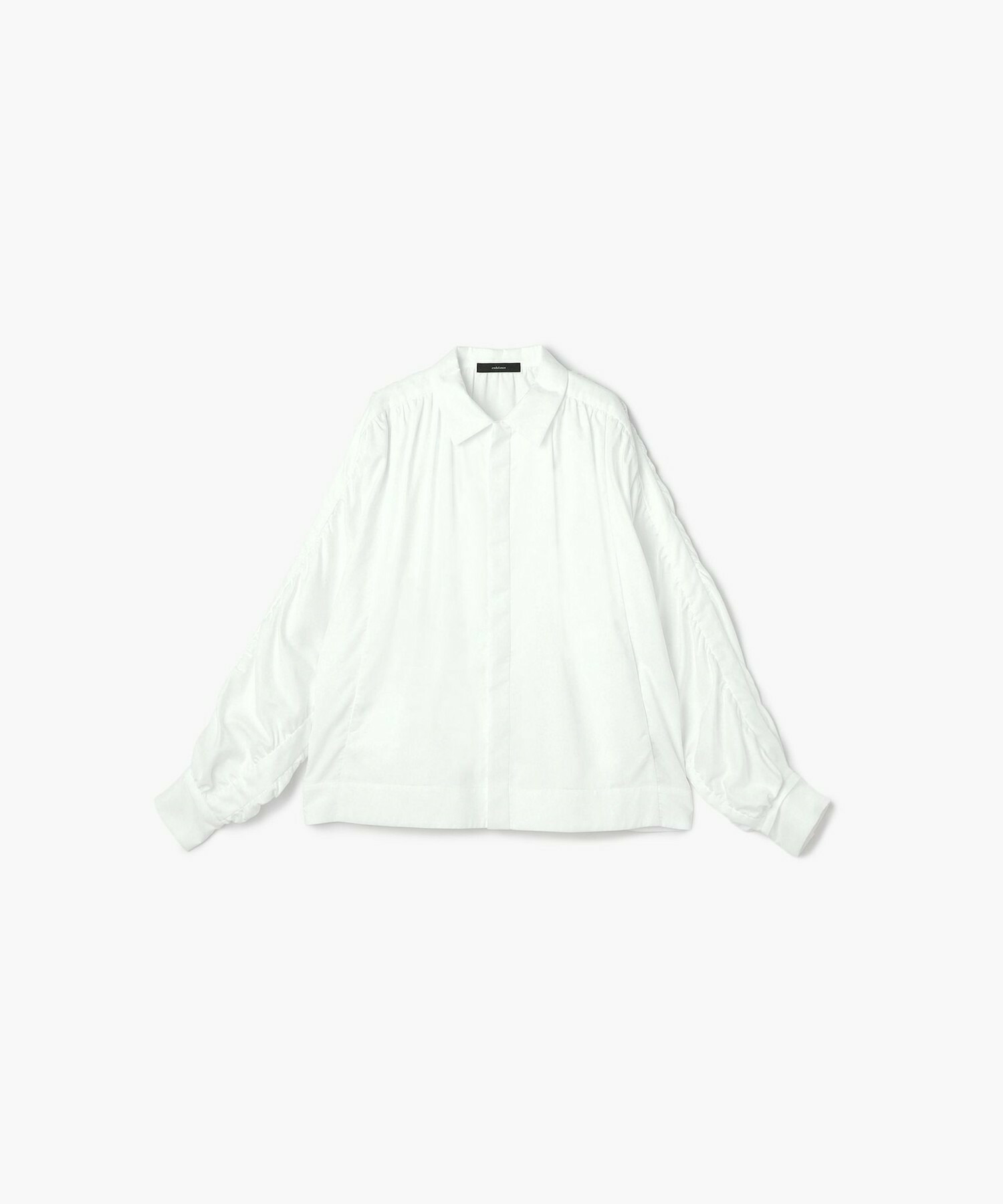 【endalence】コットンWクロスギャザースリーブシャツ 詳細画像 ホワイト 1