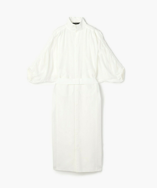 【endalence】シルクコットンツイルギャザースリーブドレス