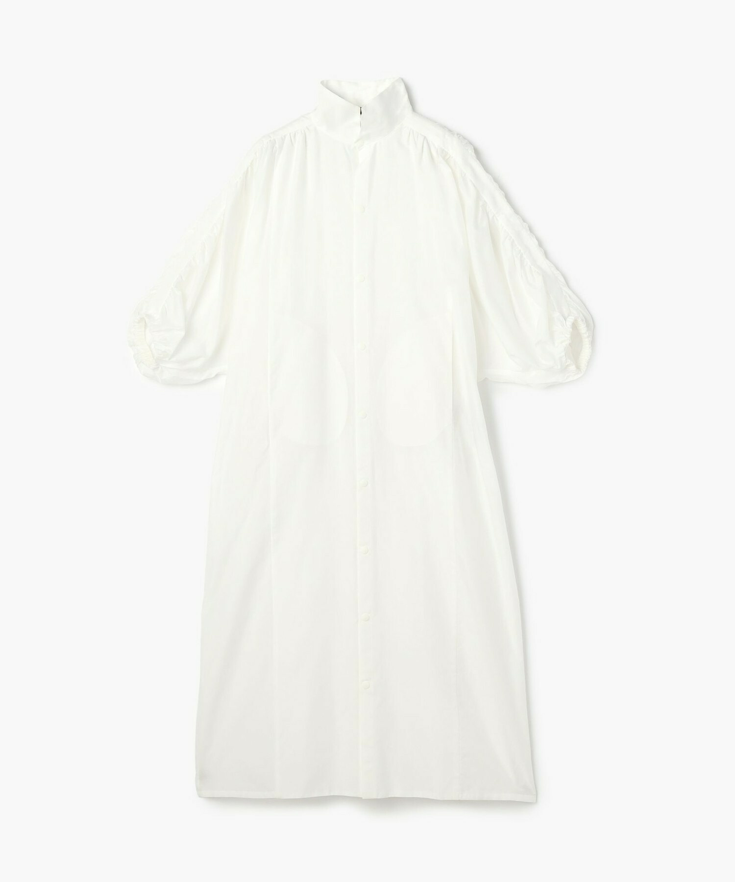 【endalence】シルクコットンツイルギャザースリーブドレス 詳細画像 ホワイト 11