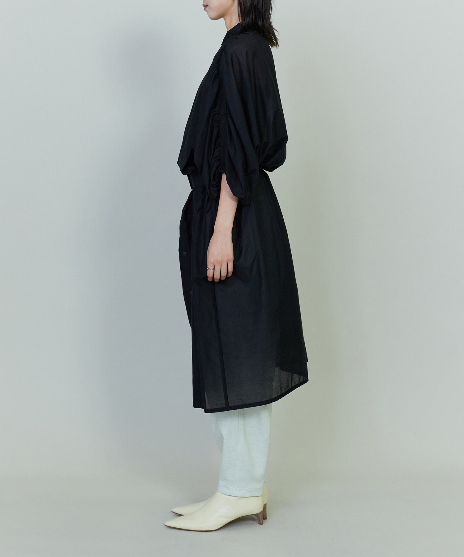 【endalence】シルクコットンツイルギャザースリーブドレス 詳細画像 ホワイト 8