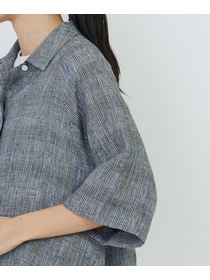 【LOISIR】リネングレンチェックオープンカラーシャツ 詳細画像 チェック 16