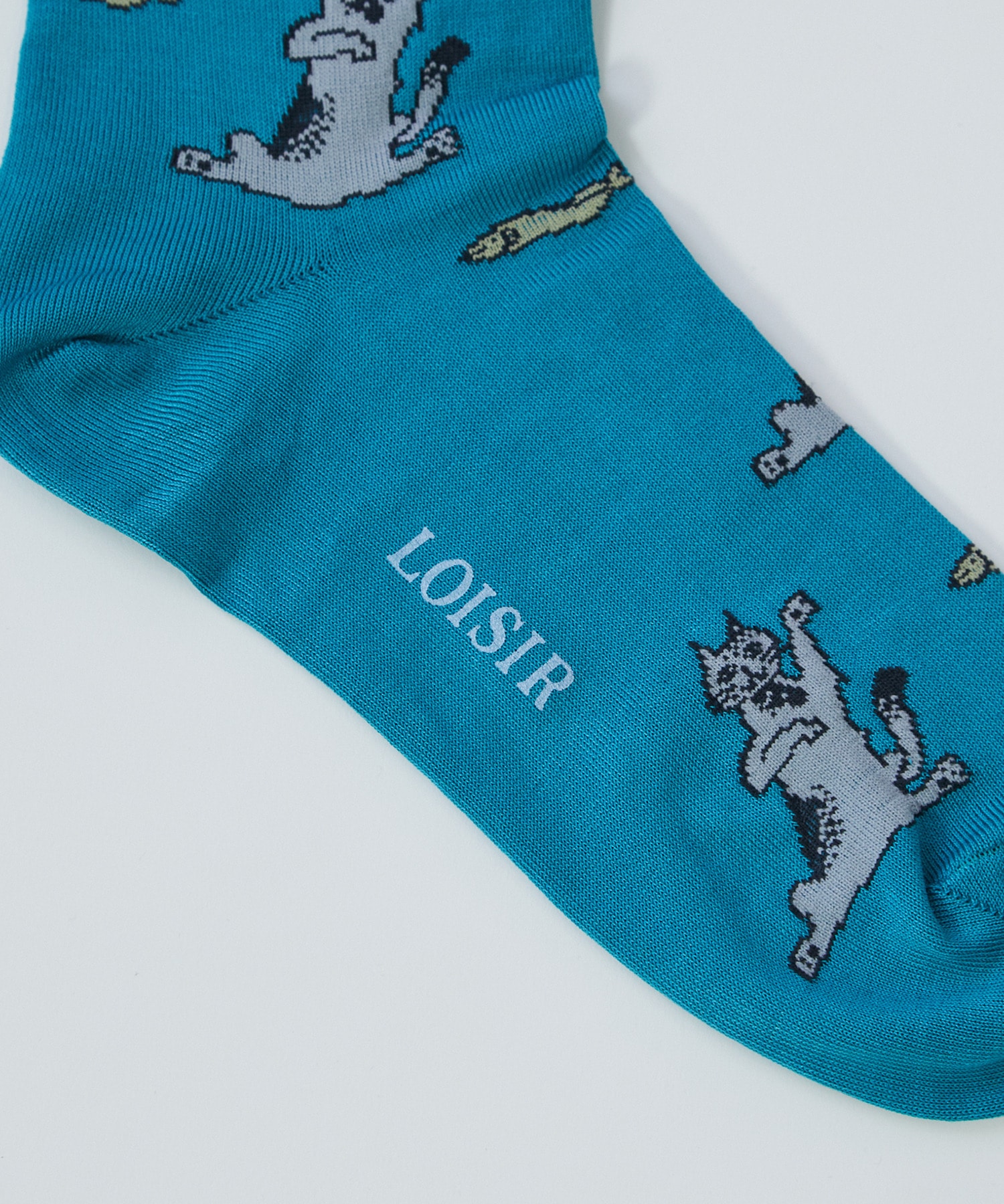 【LOISIR】｜2BUY10%OFF・3BUY20%OFF｜【アーティストコラボ】LOISIR×TORANEKOBONBONネコシシャモソックス 詳細画像 ブルーグリーン 8
