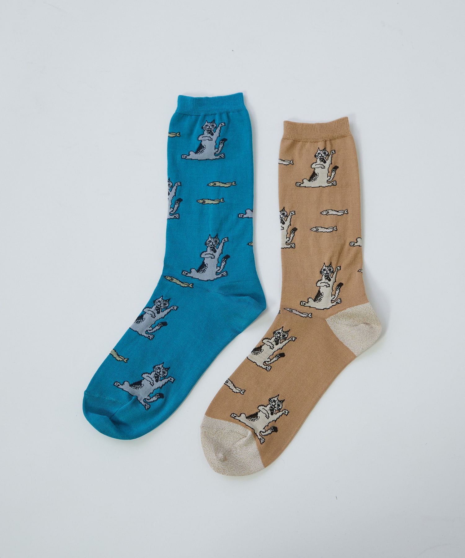 【LOISIR】｜2BUY10%OFF・3BUY20%OFF｜【アーティストコラボ】LOISIR×TORANEKOBONBONネコシシャモソックス 詳細画像 ブルーグリーン 9