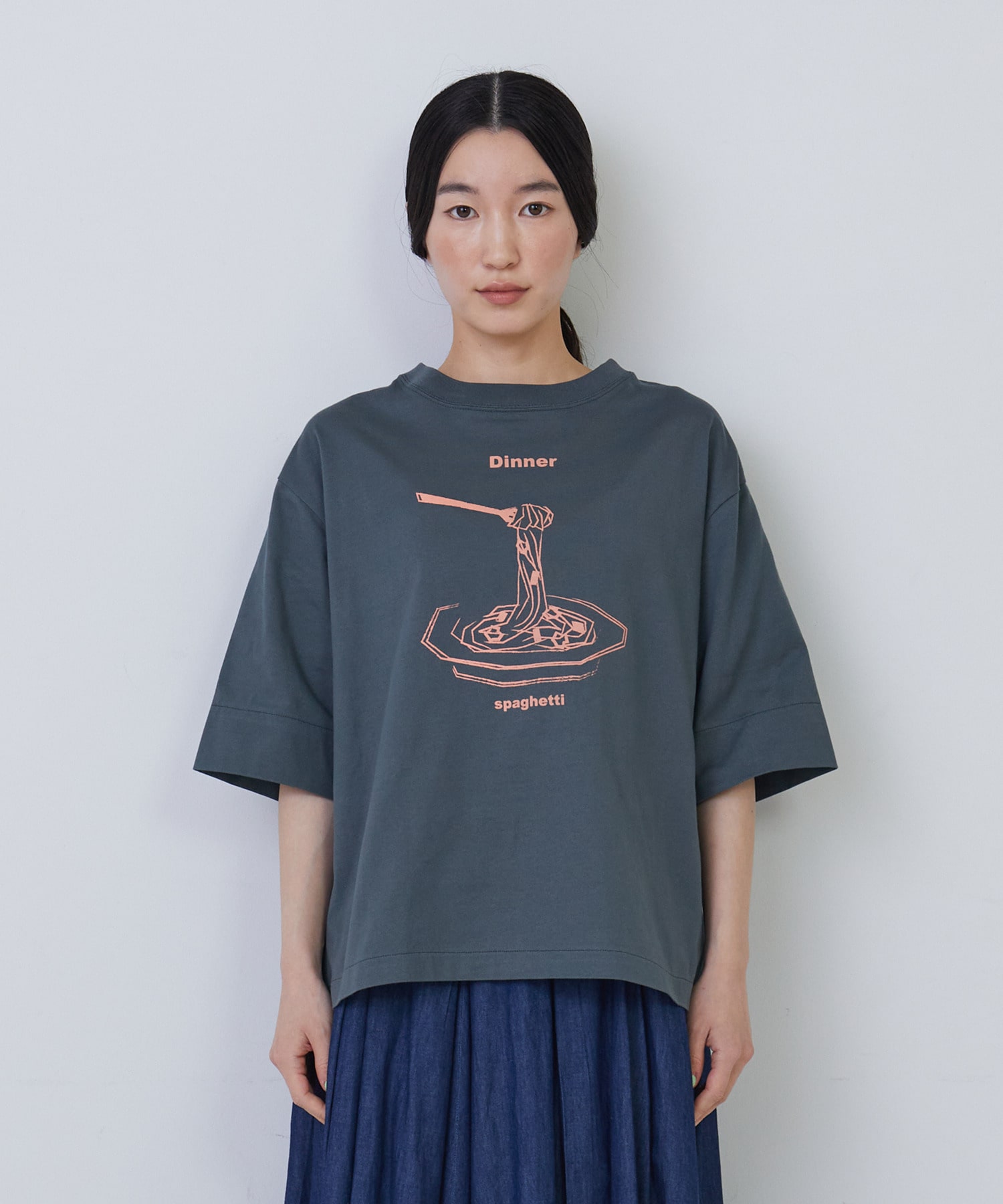 【congés payés】ミールプリントTシャツ 詳細画像 ブル－グレ－ 10