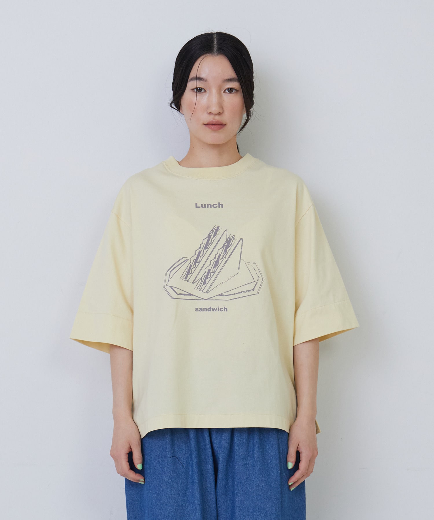 【congés payés】ミールプリントTシャツ 詳細画像 ブル－グレ－ 16