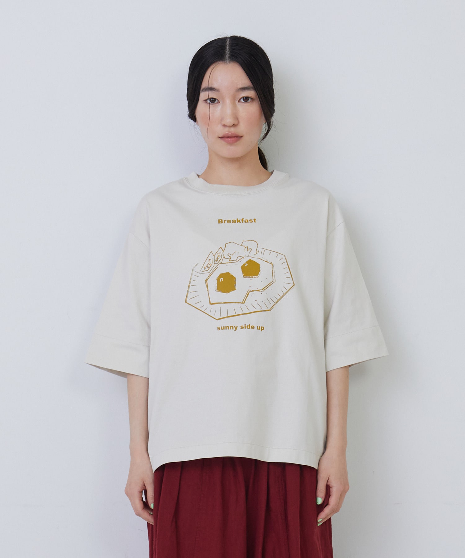 【congés payés】ミールプリントTシャツ 詳細画像 ブル－グレ－ 4