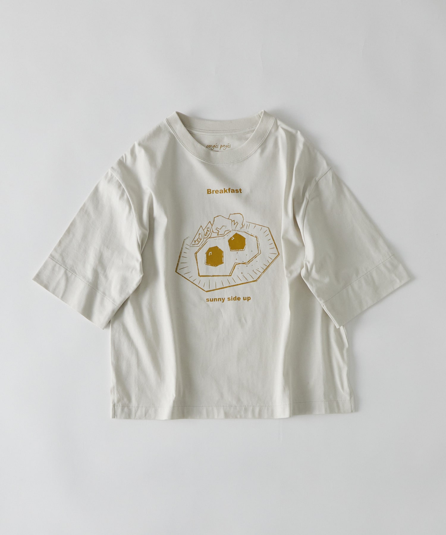 【congés payés】ミールプリントTシャツ 詳細画像 グレイッシュベージュ 1