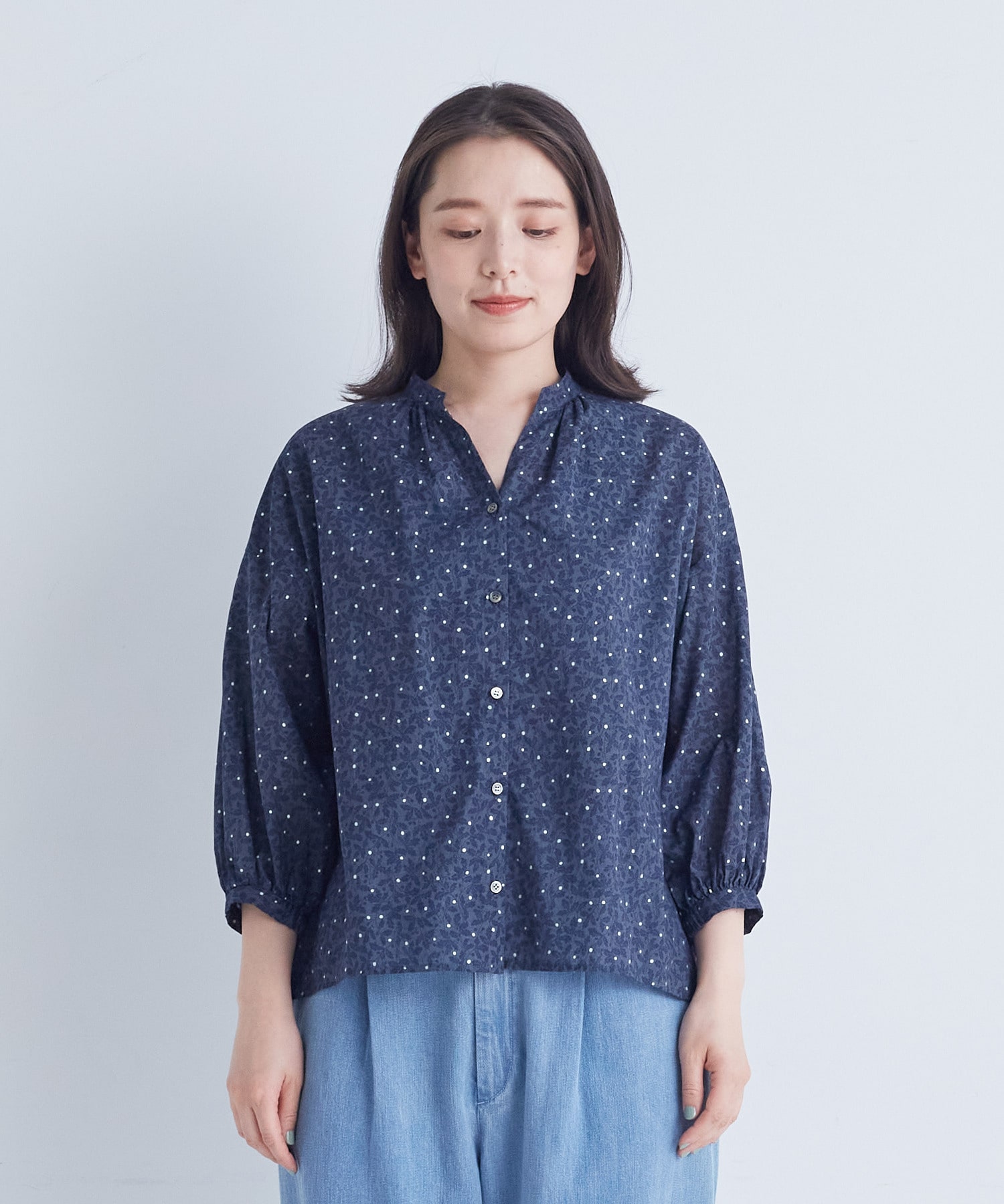 【ADIEU TRISTESSE】リーフプリントブラウス 詳細画像 ネイビー系 18