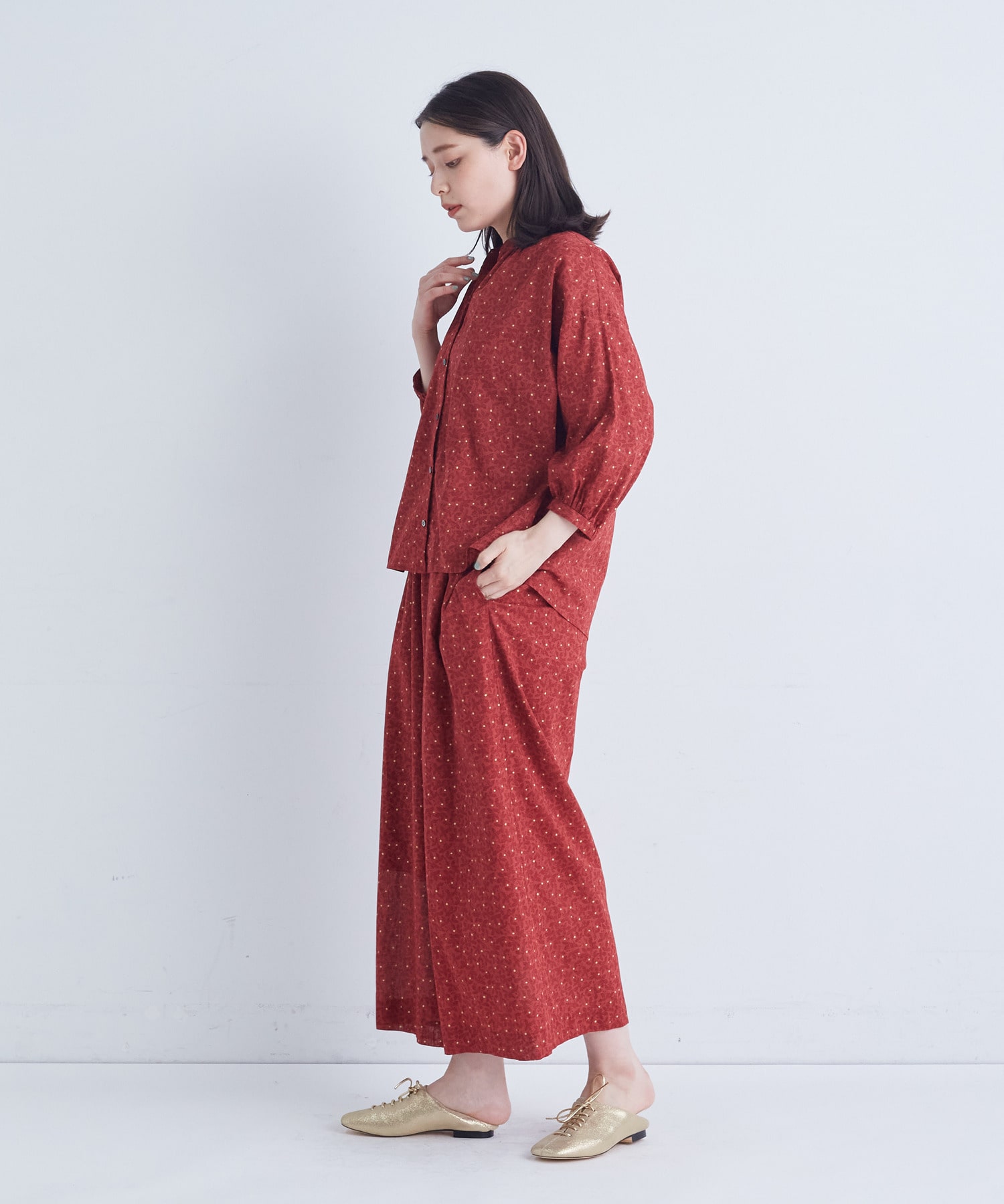 【ADIEU TRISTESSE】リーフプリントブラウス 詳細画像 ネイビー系 3