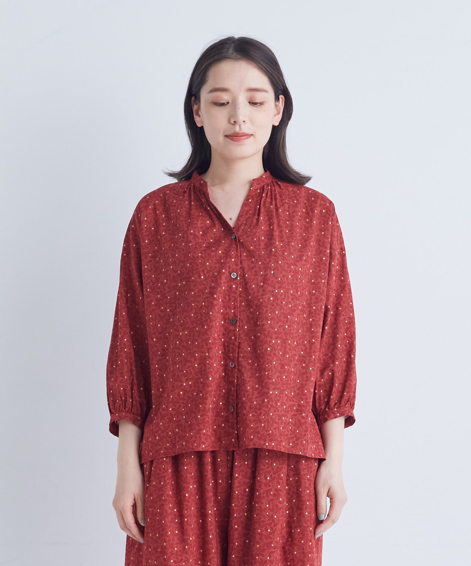 【ADIEU TRISTESSE】リーフプリントブラウス 詳細画像 ネイビー系 5