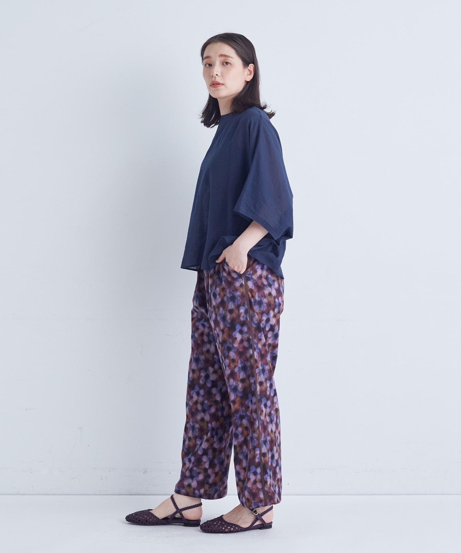 【ADIEU TRISTESSE】【2way】オフボディシルエットブラウス 詳細画像 ネイビー 16